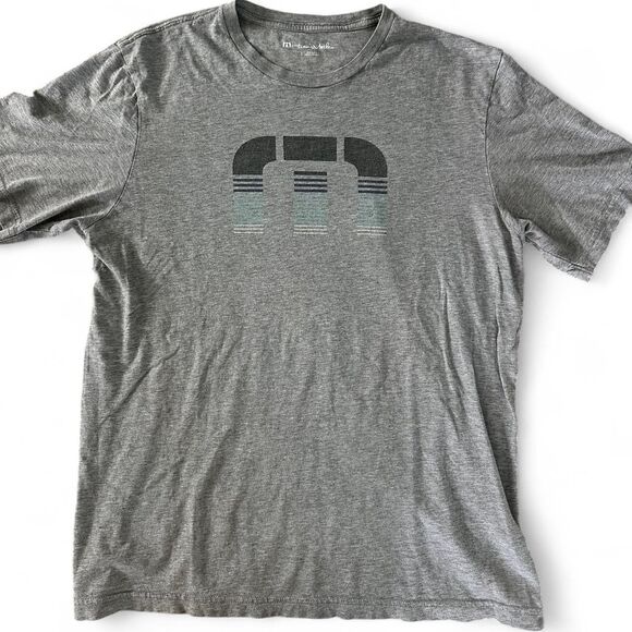 Travis Mathew Men’s Grey Logo Shirt Large Performance Casual Tee - Picture 1 of 5